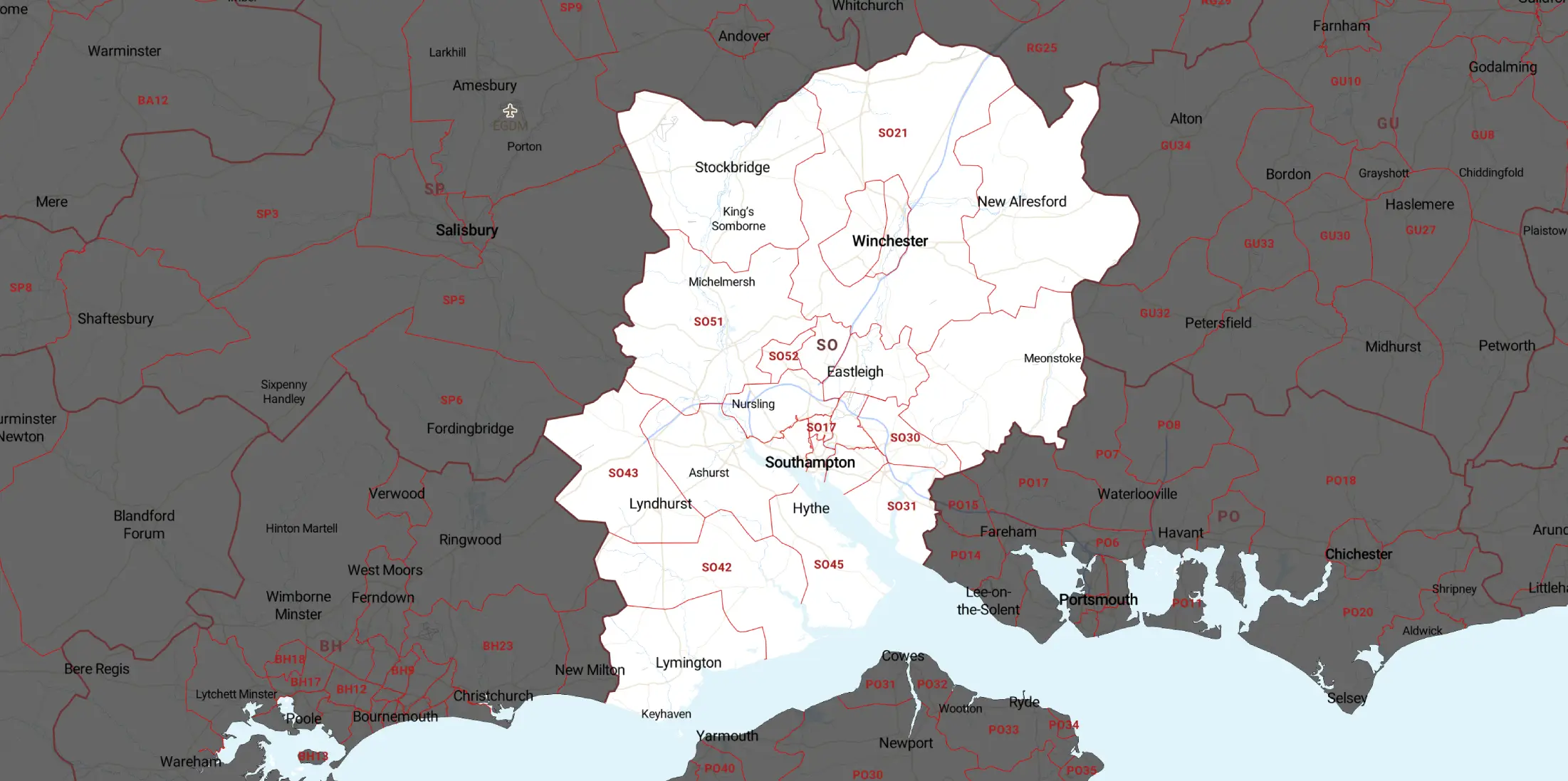 Winchester Drains Service Areas Map